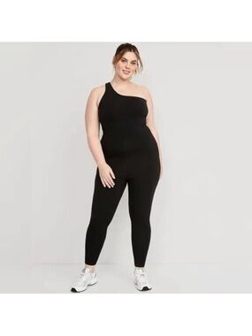 Old Navy | black power chill go-dry one shoulder bodysuit jumpsuit